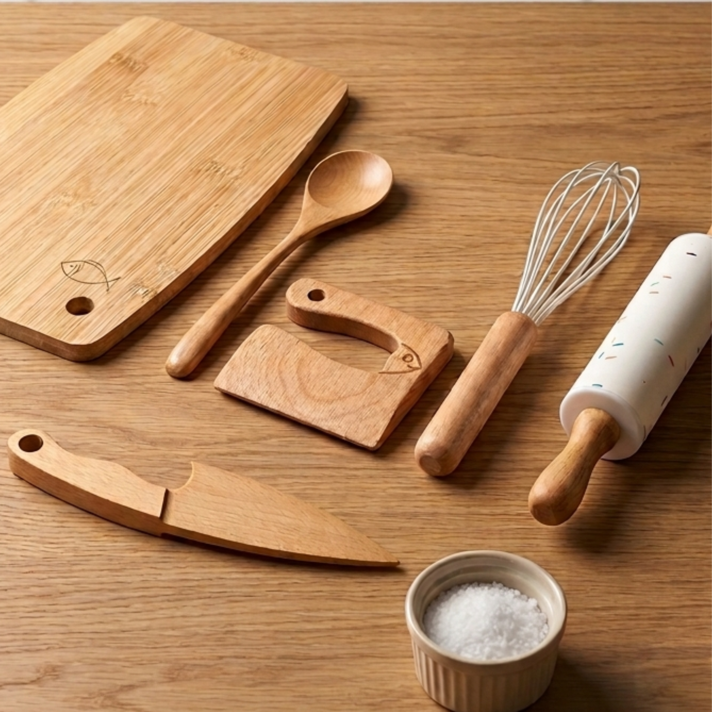 Хүүхдийн модон гал тогооны хэрэгслийн багц (Montessori kitchen tools)